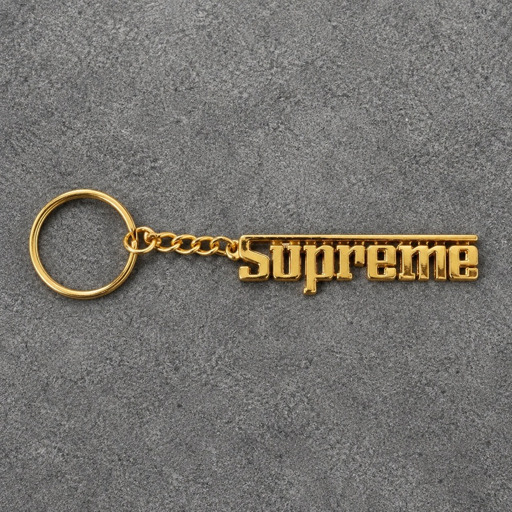 Supreme Block Logo Keychain Gold Metal Key Ring Streetwear Accessory OS EXCEL